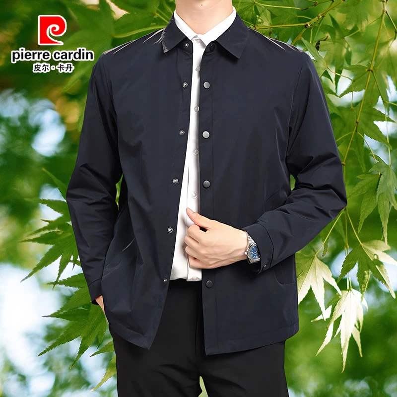 皮尔卡丹正品男士春秋夹克外套中年男装高档商务休闲行政高档茄克