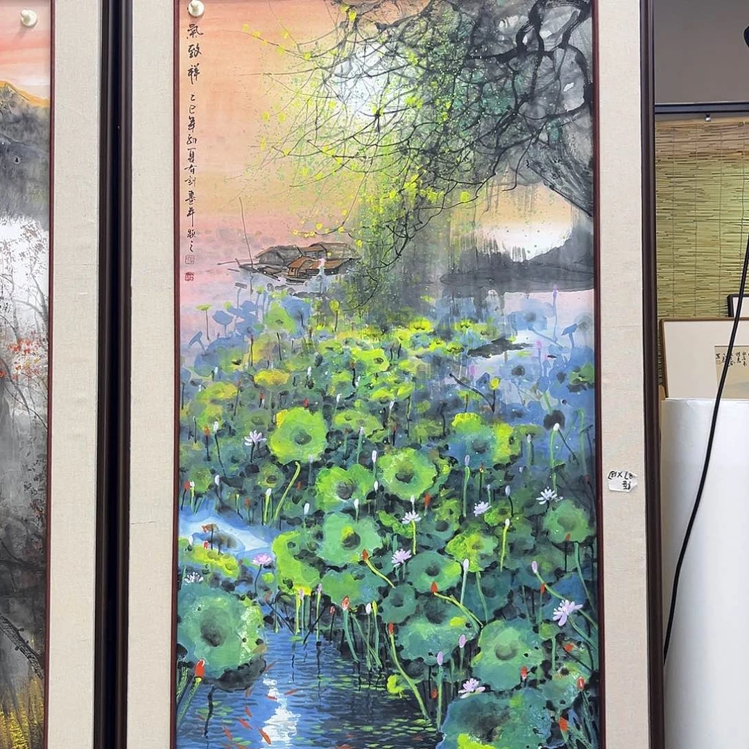 用***4国画手绘国画，精品荷塘，李有训，