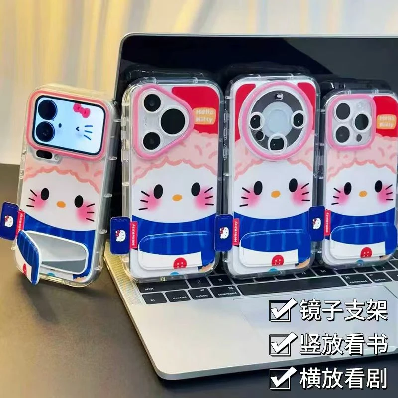 奥菲顿围巾大脸kitty支架适用苹果16羽纱手机壳华为vivoppo小米17