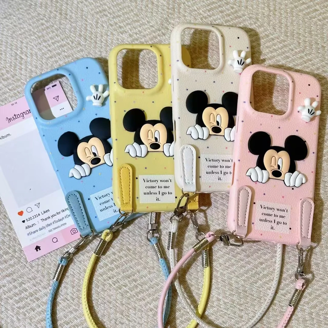卡通可爱立体米奇适用iPhone16promax苹果15手机壳14新款13女12新