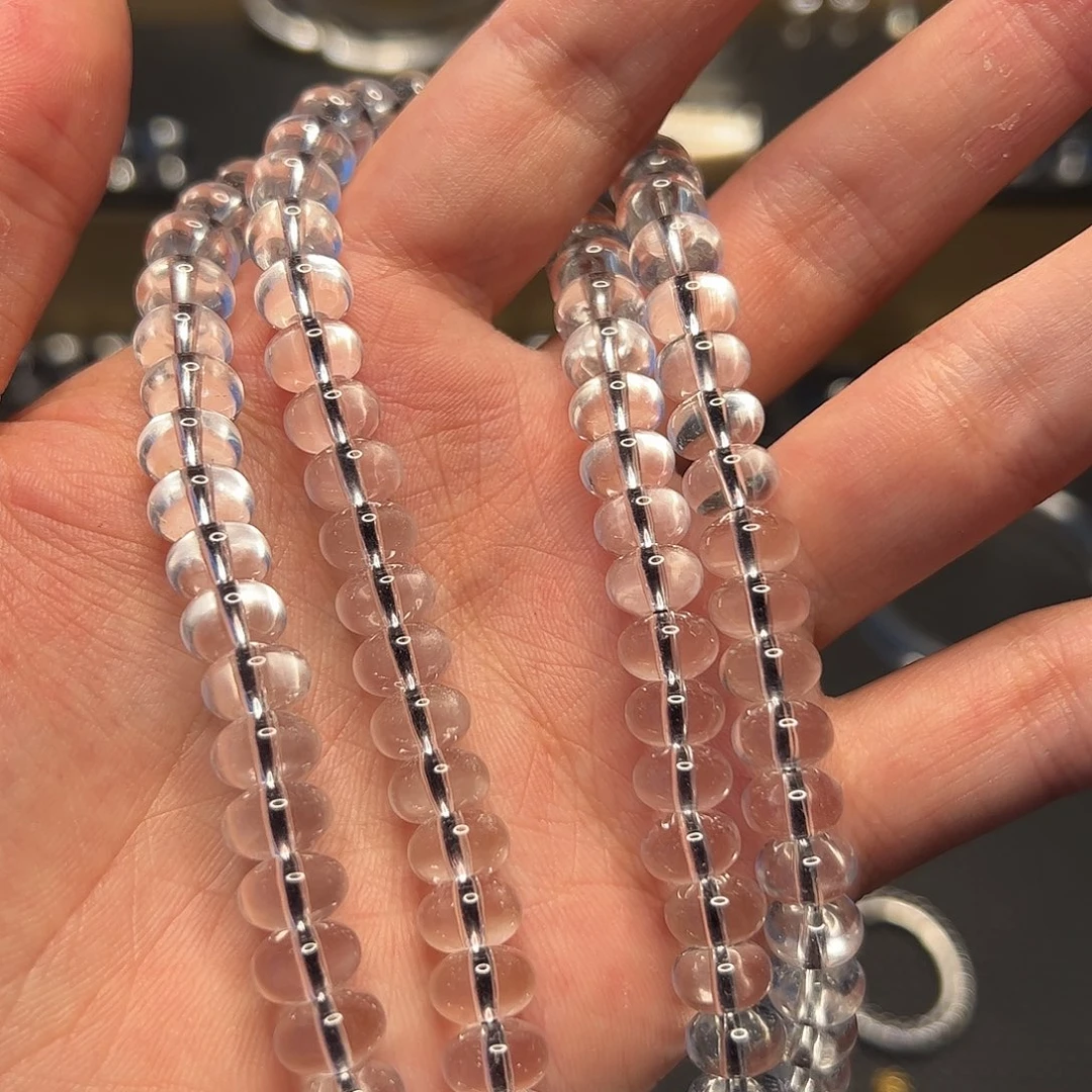水晶手链未镶嵌彭*腾白水晶8mm算盘珠108