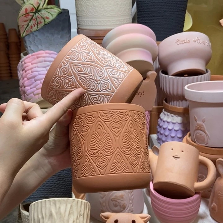 12×12几何直筒复古+红陶2个