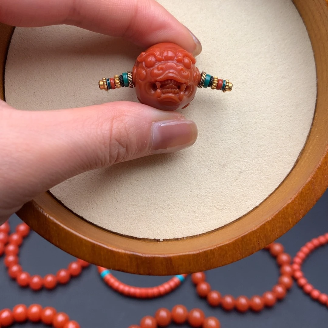 南红玛瑙未镶嵌保山天然原矿南红19mm+貔貅珠