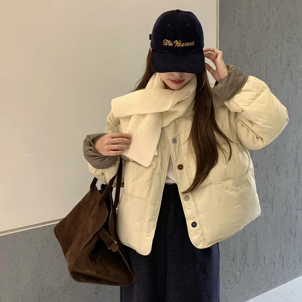 小清新彩色扣棉服（配围巾）