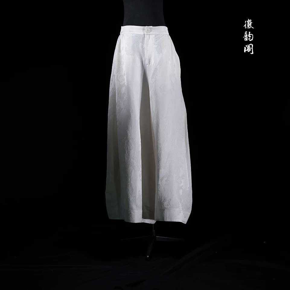 凤池令 | 徽韵阁牡丹提花松弛感老钱风阔腿休闲裤