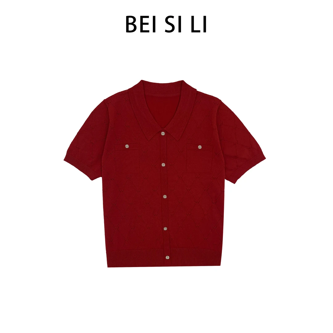 2025新款莱赛尔天丝针织小香风女时尚百搭短袖针织衫