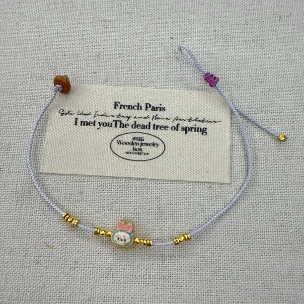 非金属布艺手链 S925银蝴蝶结小号拉布布收编绳