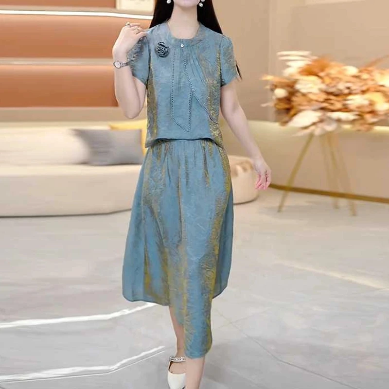 2025时尚夏季新款气质百搭小众设计感夏季修身显瘦套装裙子两件套