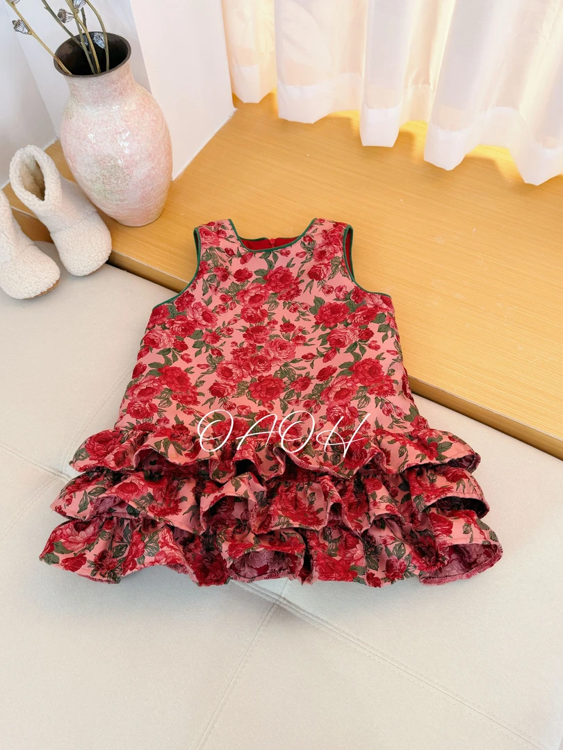 OAOH2025新款女中大童百搭潮流韩版中款棉裙蛋糕裙三件套W8789