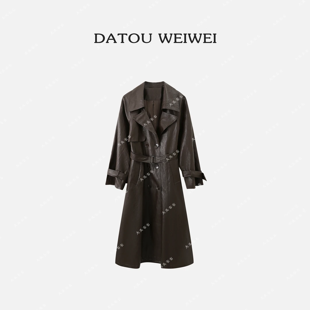 【DTWW大头韦韦】秋季时尚显瘦皮衣长款外套880178