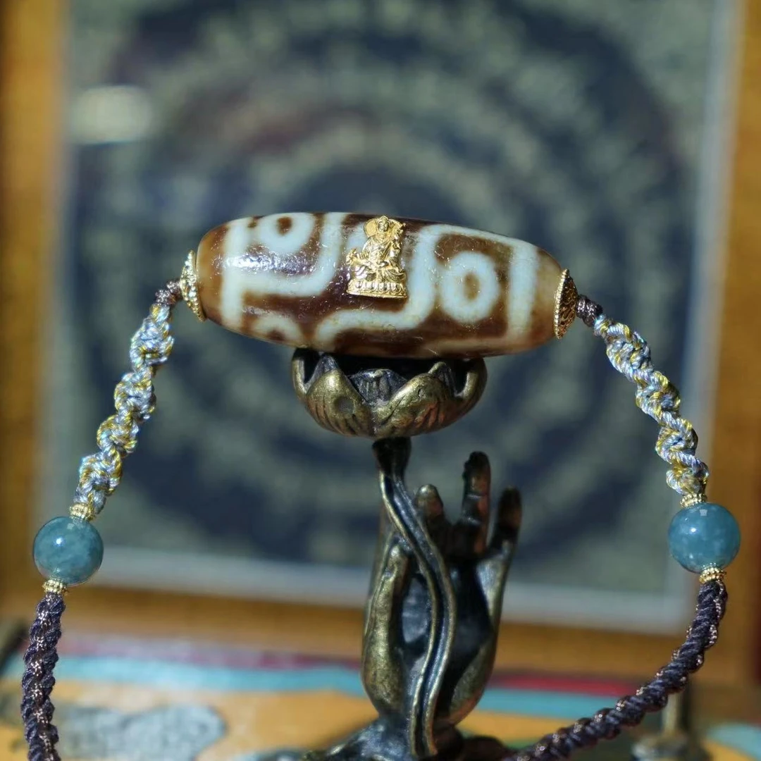 【两米·古瓦莲师定制·九补金莲现金身】玛瑙颈饰九眼莲师MN-JS141