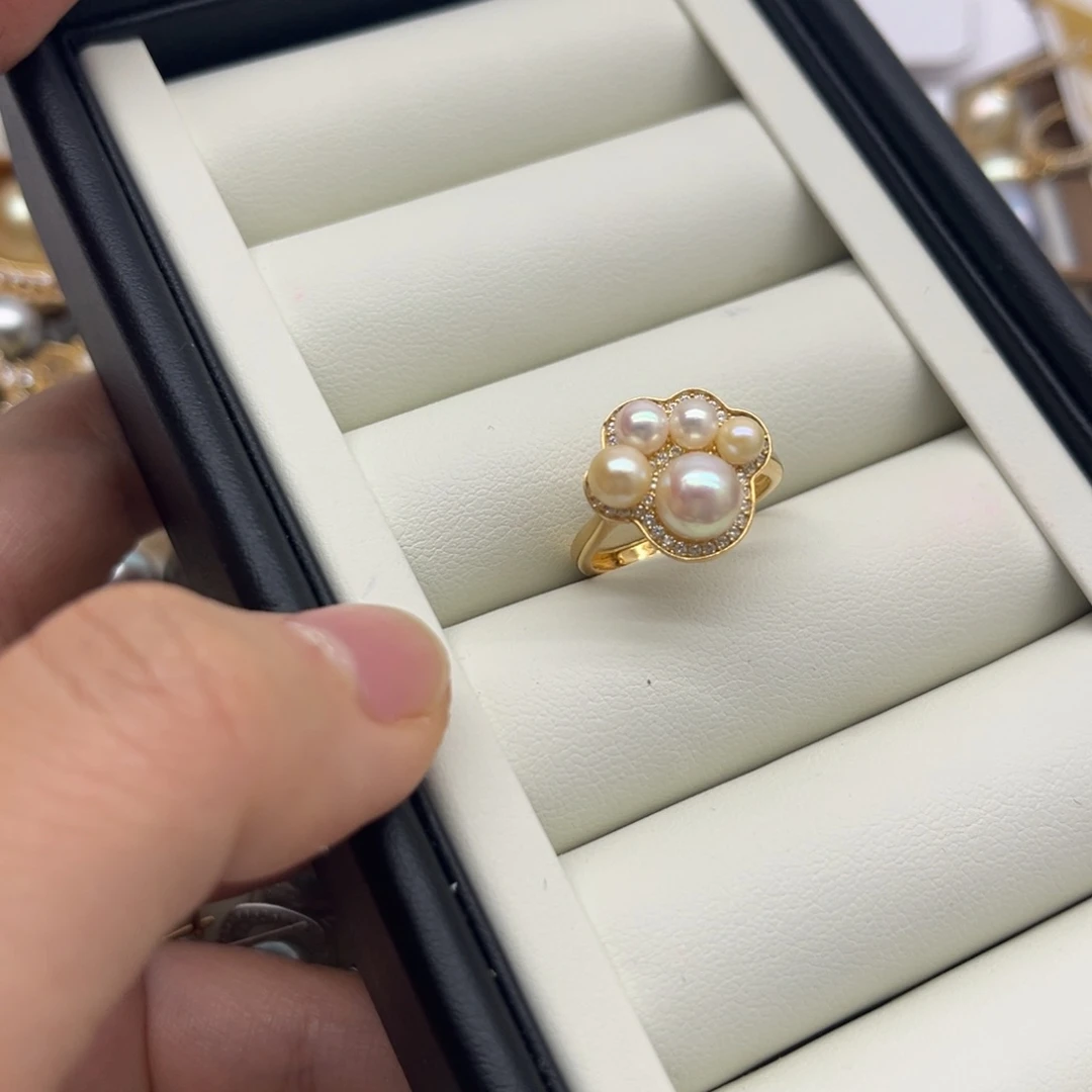 海水珍珠银S925镶嵌戒指