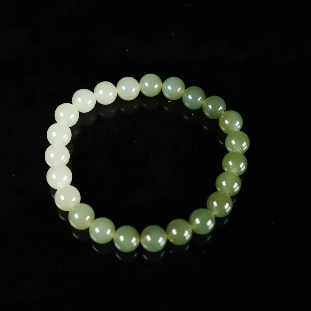 和田玉晴水渐变小米珠手串8mm单圈百搭玉手串191