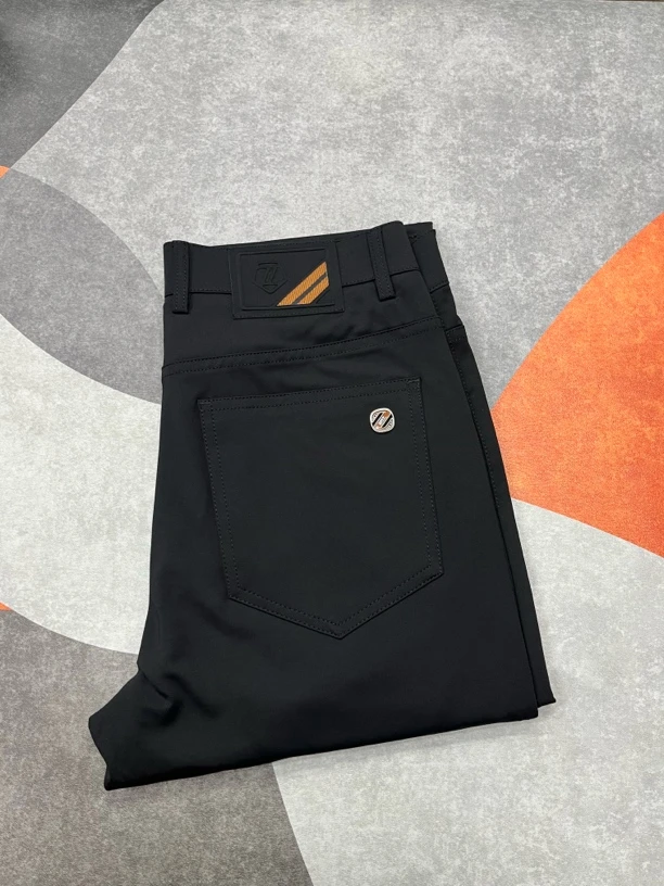 2025夏季黑色轻奢四面弹力中高腰修身小直筒经典百搭五袋款长裤