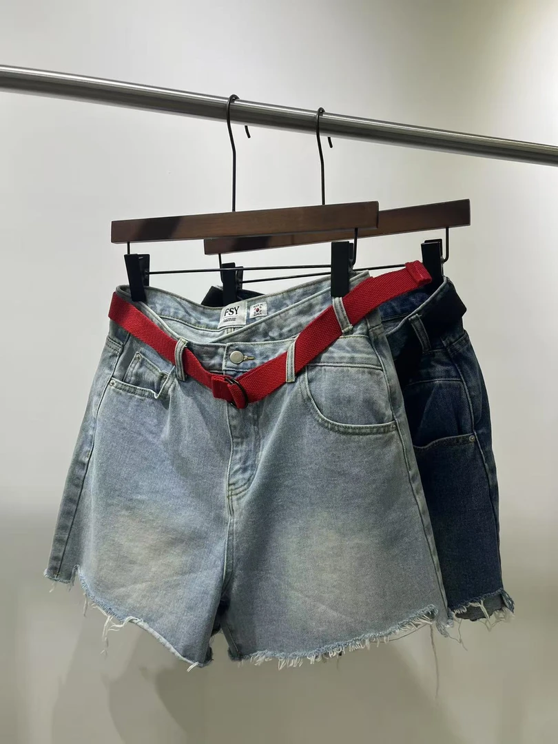 LEILEISTUDIO品质极简慵懒随性牛仔短裤