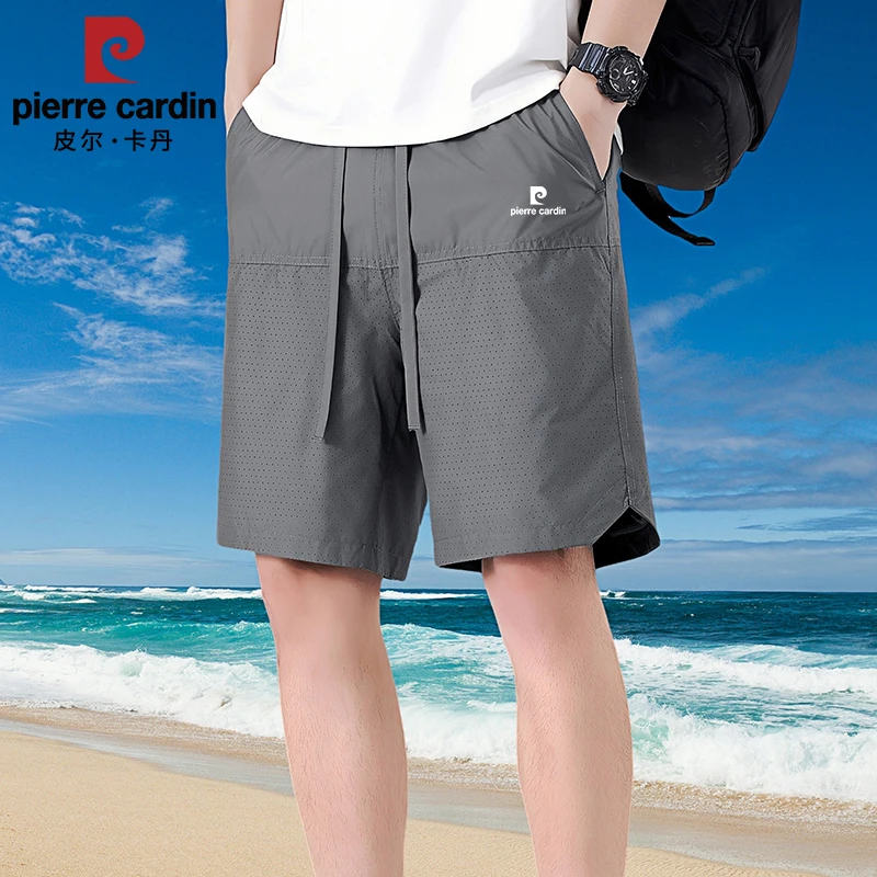 皮尔卡丹夏季短裤男士休闲透气网眼宽松运动沙滩裤薄款五分中裤子