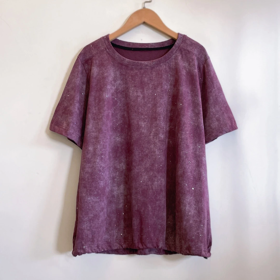 年轻中年妈妈装夏季大码显瘦遮肉休闲短袖棉T恤2025新款YX105791