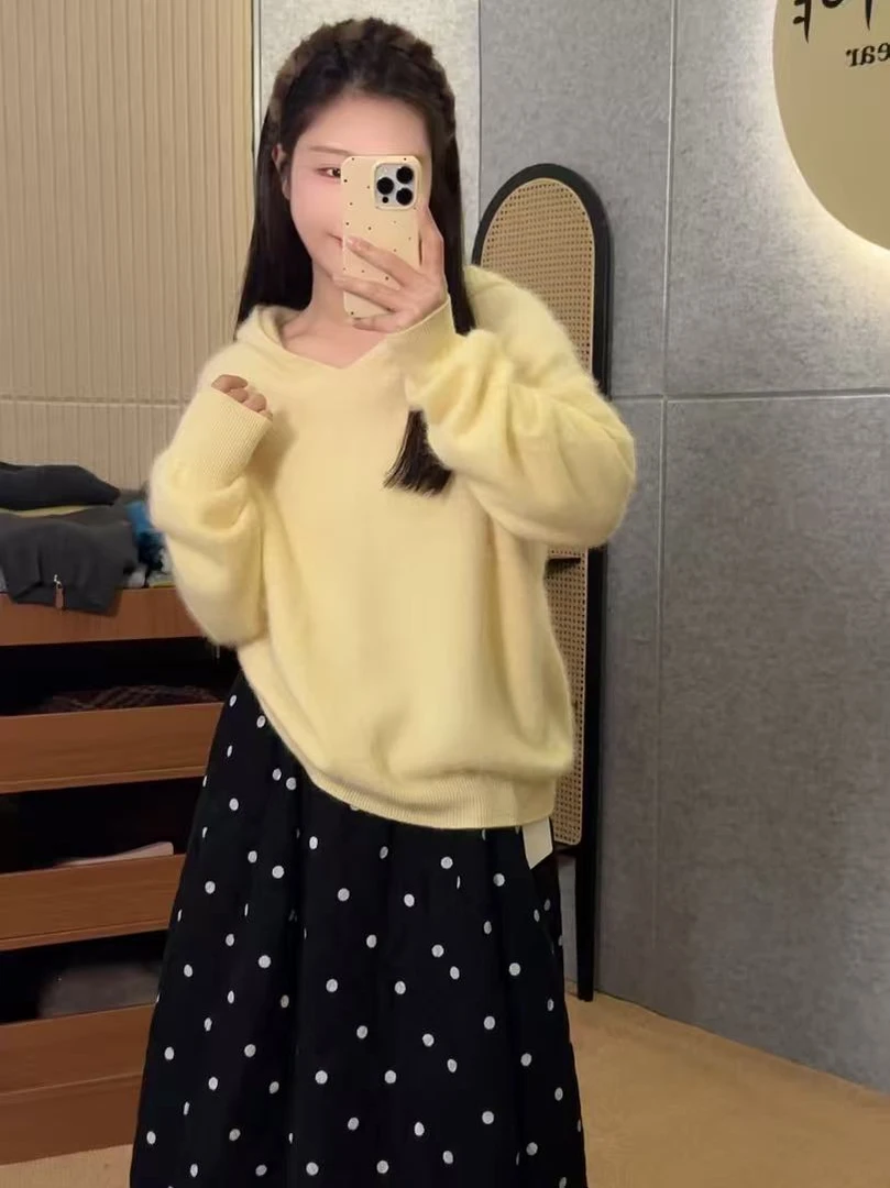 【鑫绒毛衣】针织纯色宽松型慵懒风羊绒衫网红加厚Y777-A813