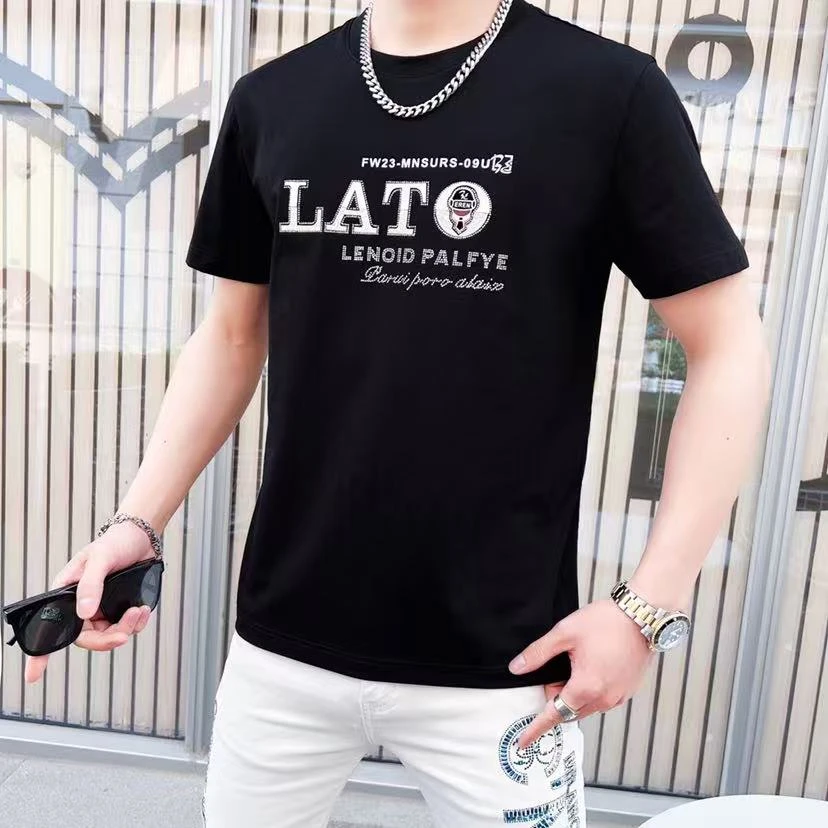 2025男士夏季薄款欧货T恤圆领印花休闲短袖