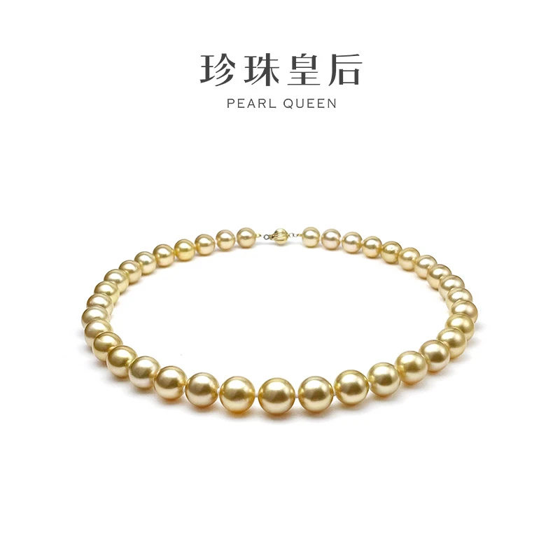 【珍珠皇后】14k金海水金珍珠满珠链（9-12mm）