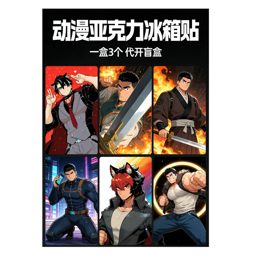 【代拆】创意动漫盖伊传说猛汉特区亚克力磁吸冰箱贴盲盒7*10*0.5