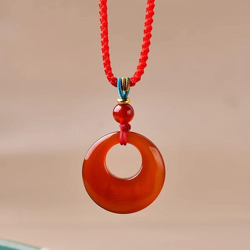 天然玛瑙红玛瑙白玛瑙公主扣平安扣新款百搭高级感配绳配珠设计款