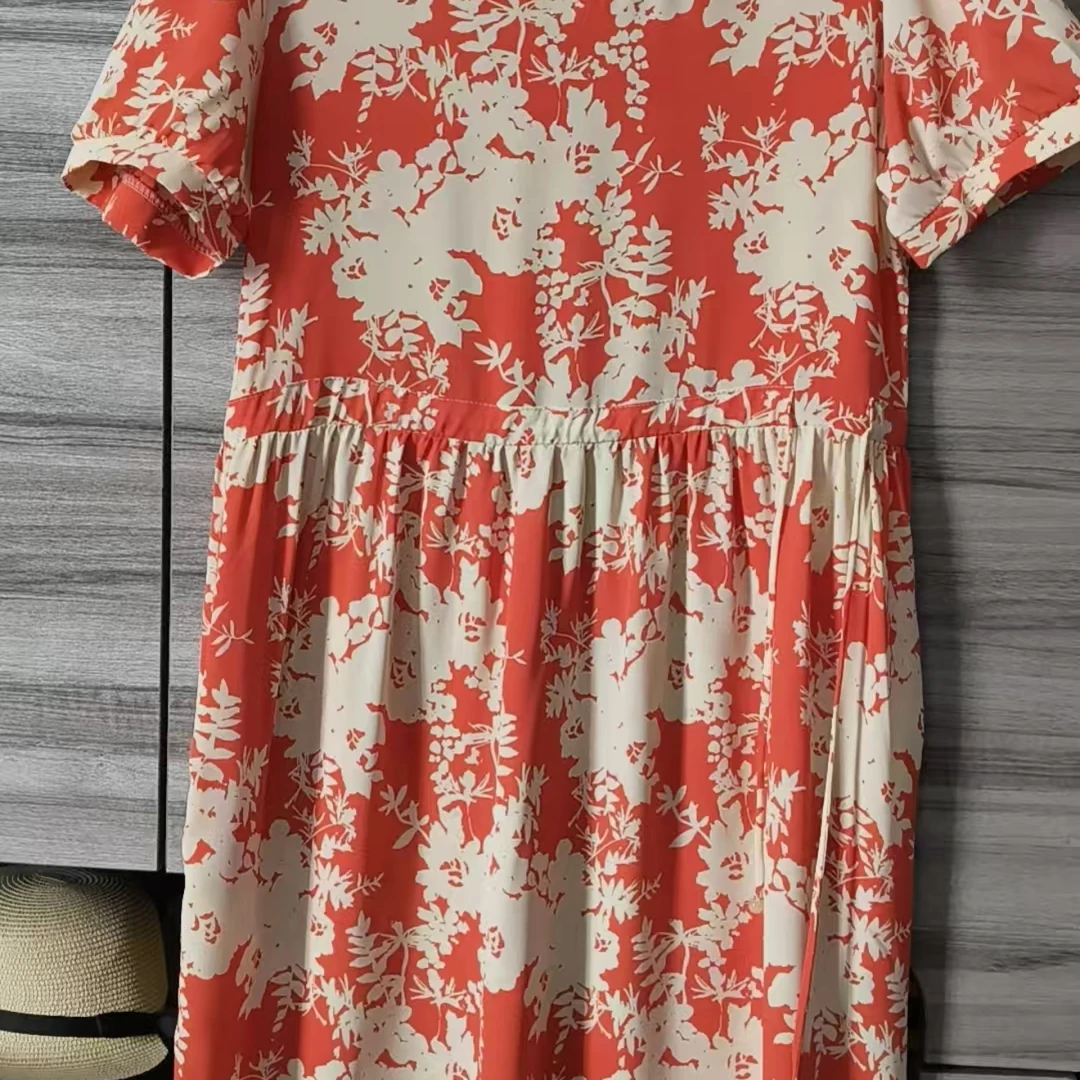 9729-妈妈装休闲时尚夏季舒适透气遮肉显瘦连衣裙