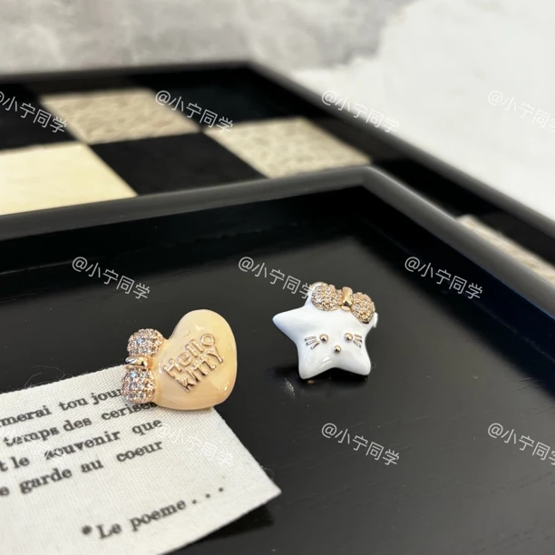 铜合金合成锆石耳饰 ab款星星爱心蝴蝶结耳环EH2453