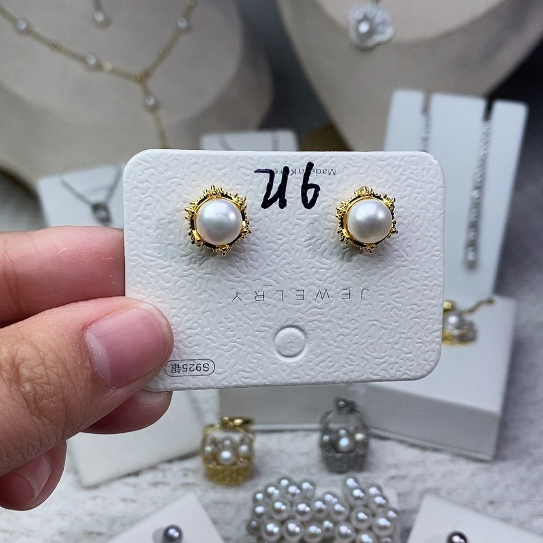 淡水珍珠耳饰银S925镶嵌