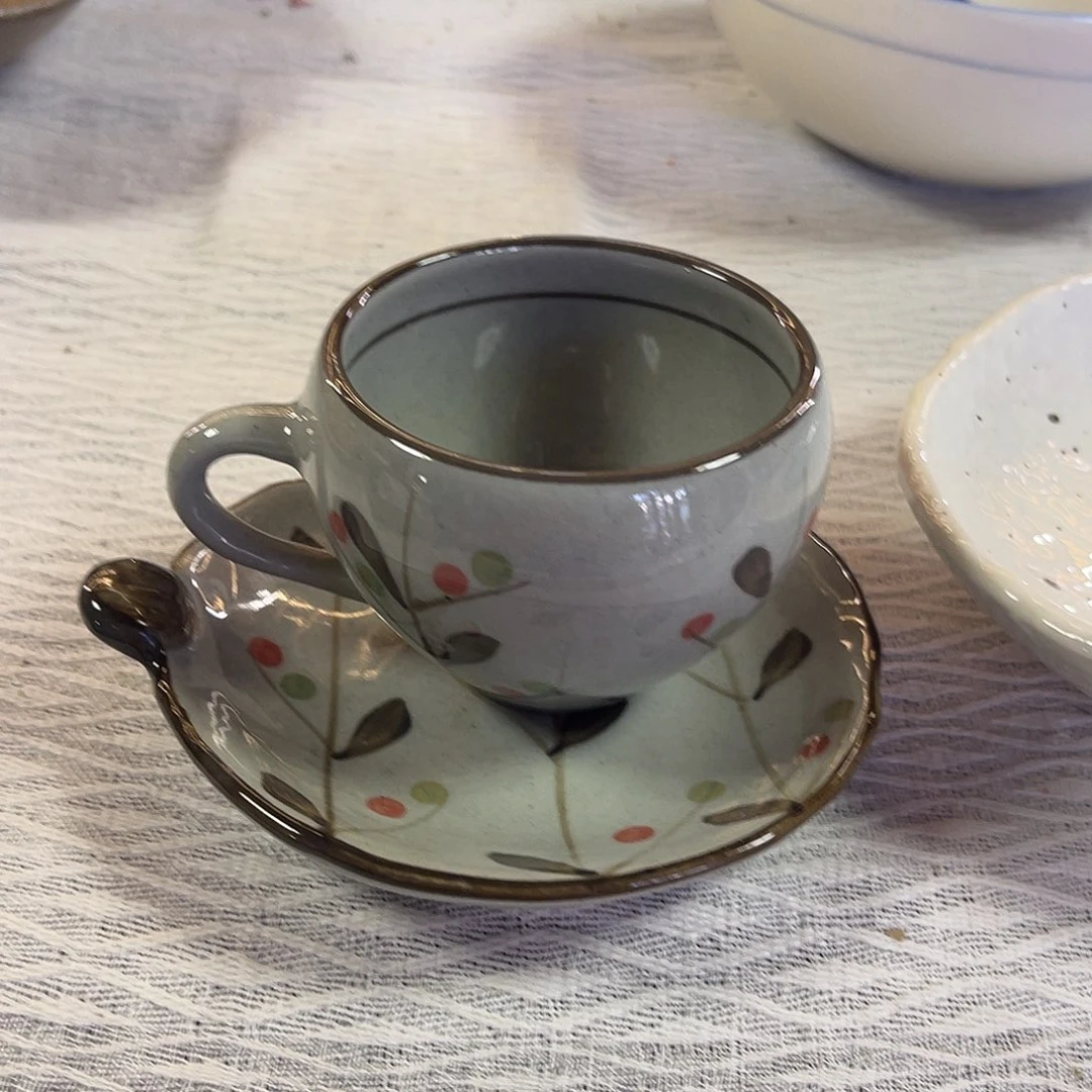 瓷片粗套咖啡杯盘子可爱15