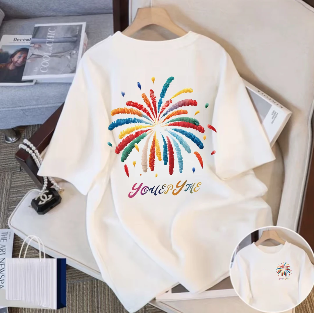 2025潮流纯棉圆领短袖百搭男女同款情侣款