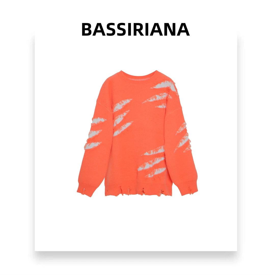 文文【BASSIRIANA】百搭时尚套头绿色慵懒风气质设计感毛衣211466