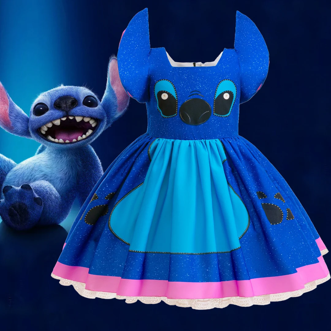 新款cosplay 星际宝贝史迪奇同款可爱蓬蓬裙万圣节儿童卡通连衣裙