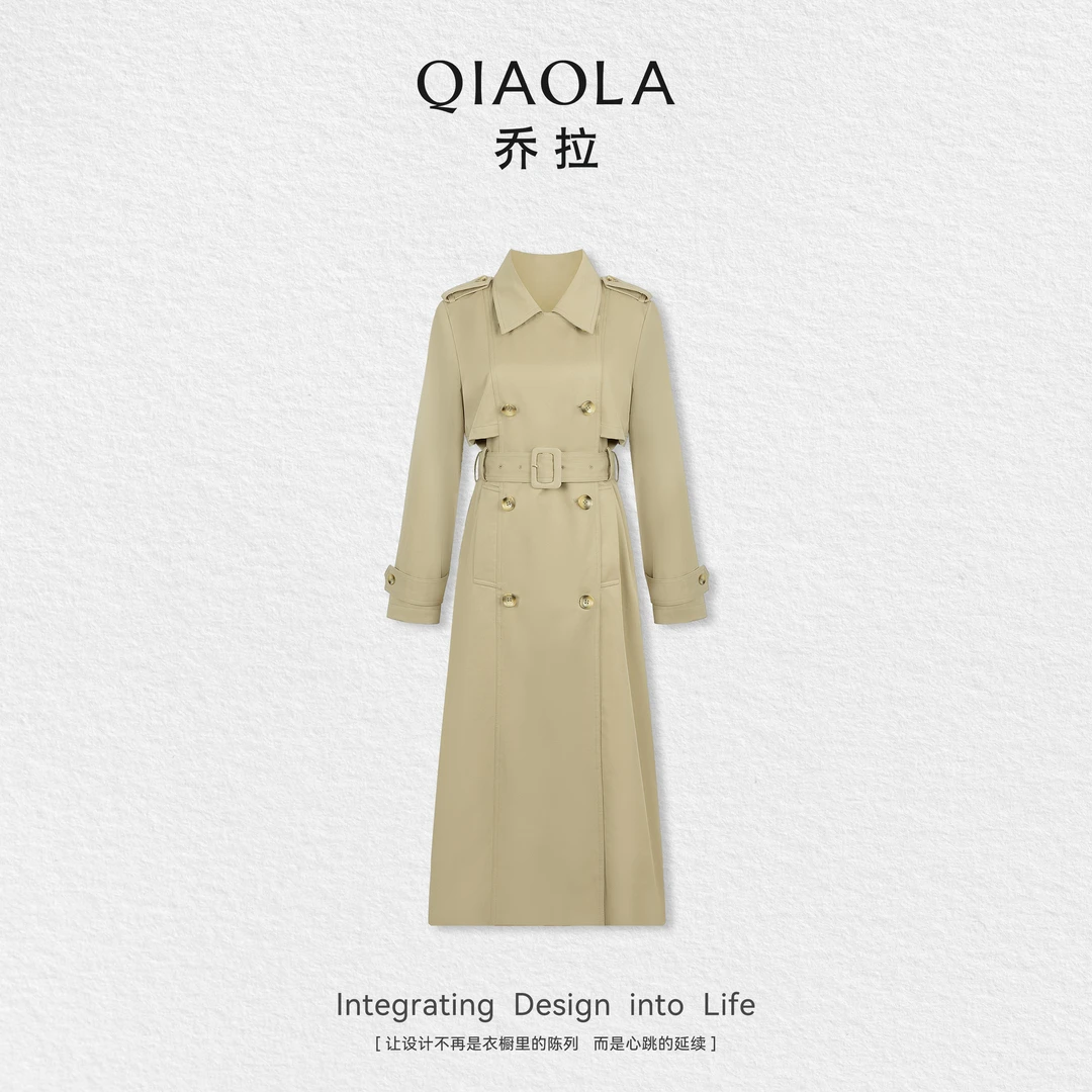 QIAOLA/乔拉【新都柏林】秋季莱赛尔天丝斜纹气质长款风衣预售