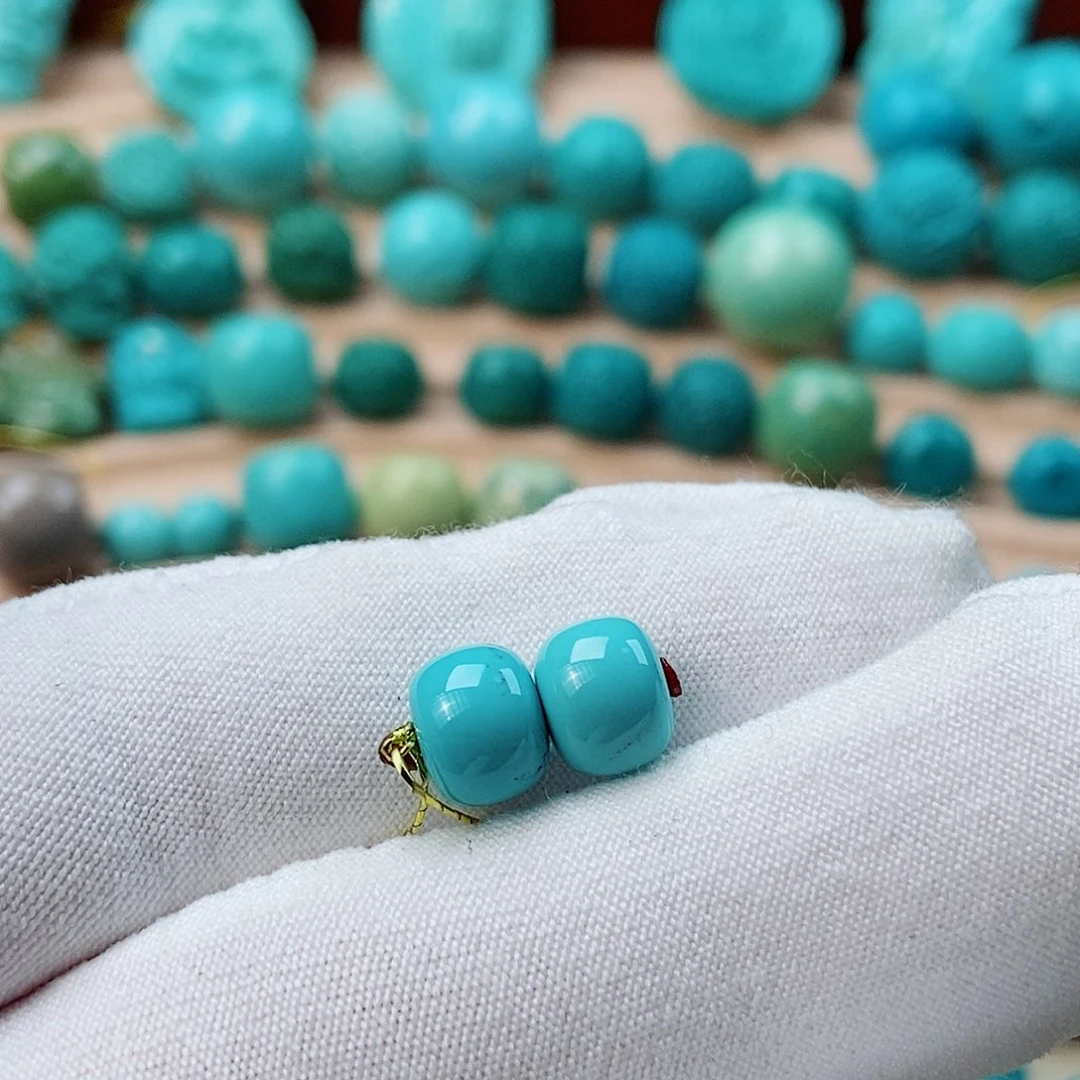 绿松石未镶嵌珠宝半成品卡7.8一对老型