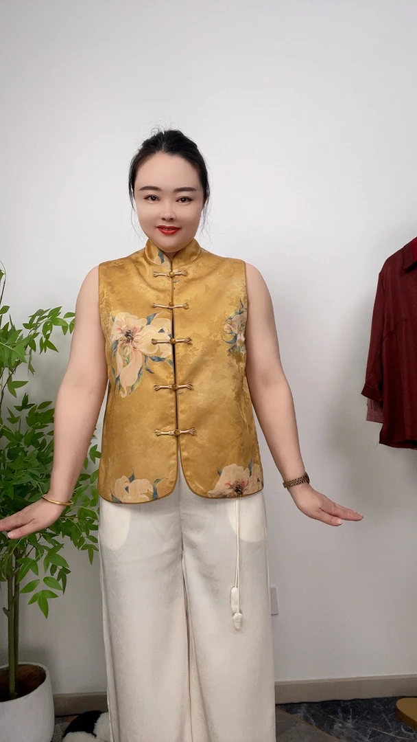 新款春夏马甲新中式立领
