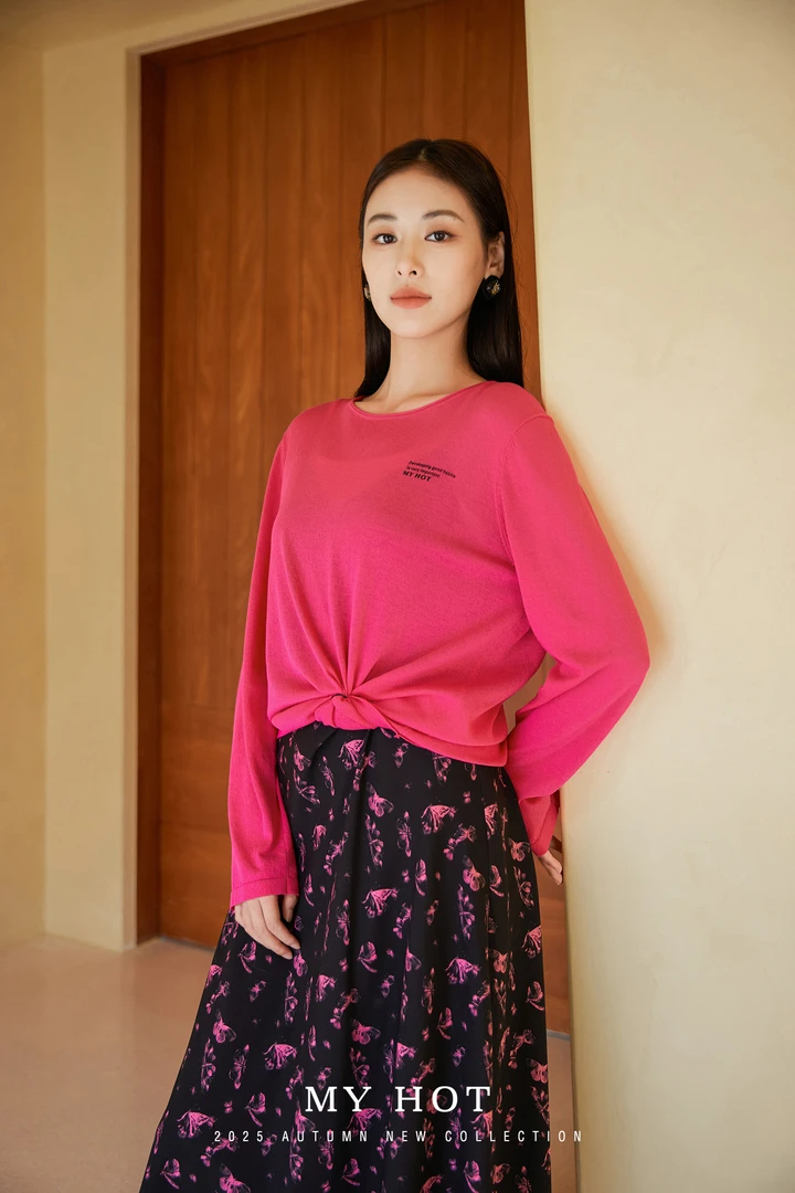 崋家曼新款宽松休闲圆领薄款针织衫