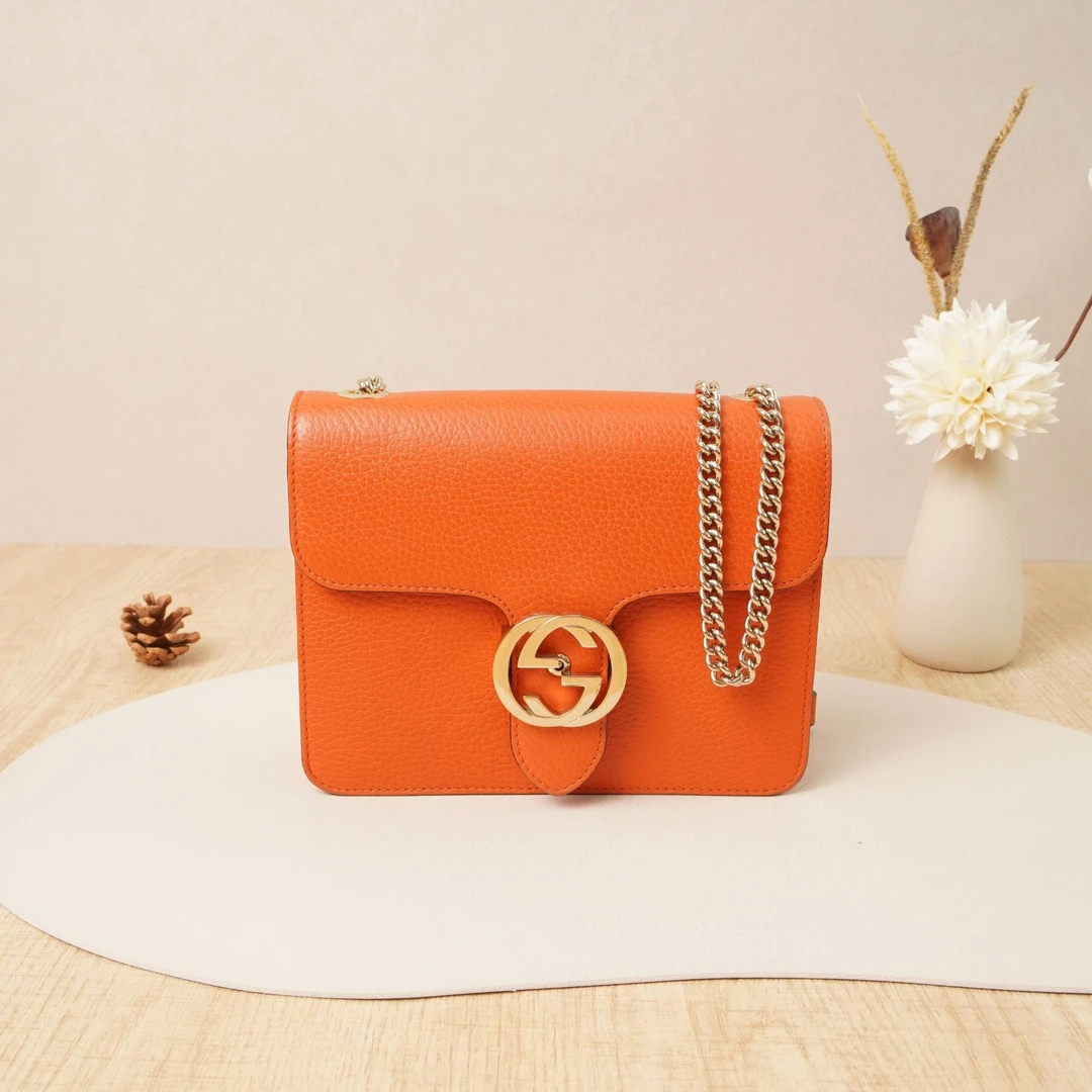 95新 GUCCI/古驰 古驰风琴包woc橘色/尘袋 DS021250