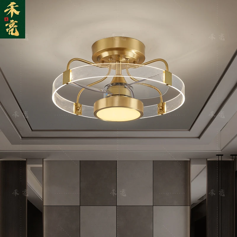 新中式吸顶风扇灯北欧轻奢家用卧室灯餐厅隐形风扇灯简约创意书房