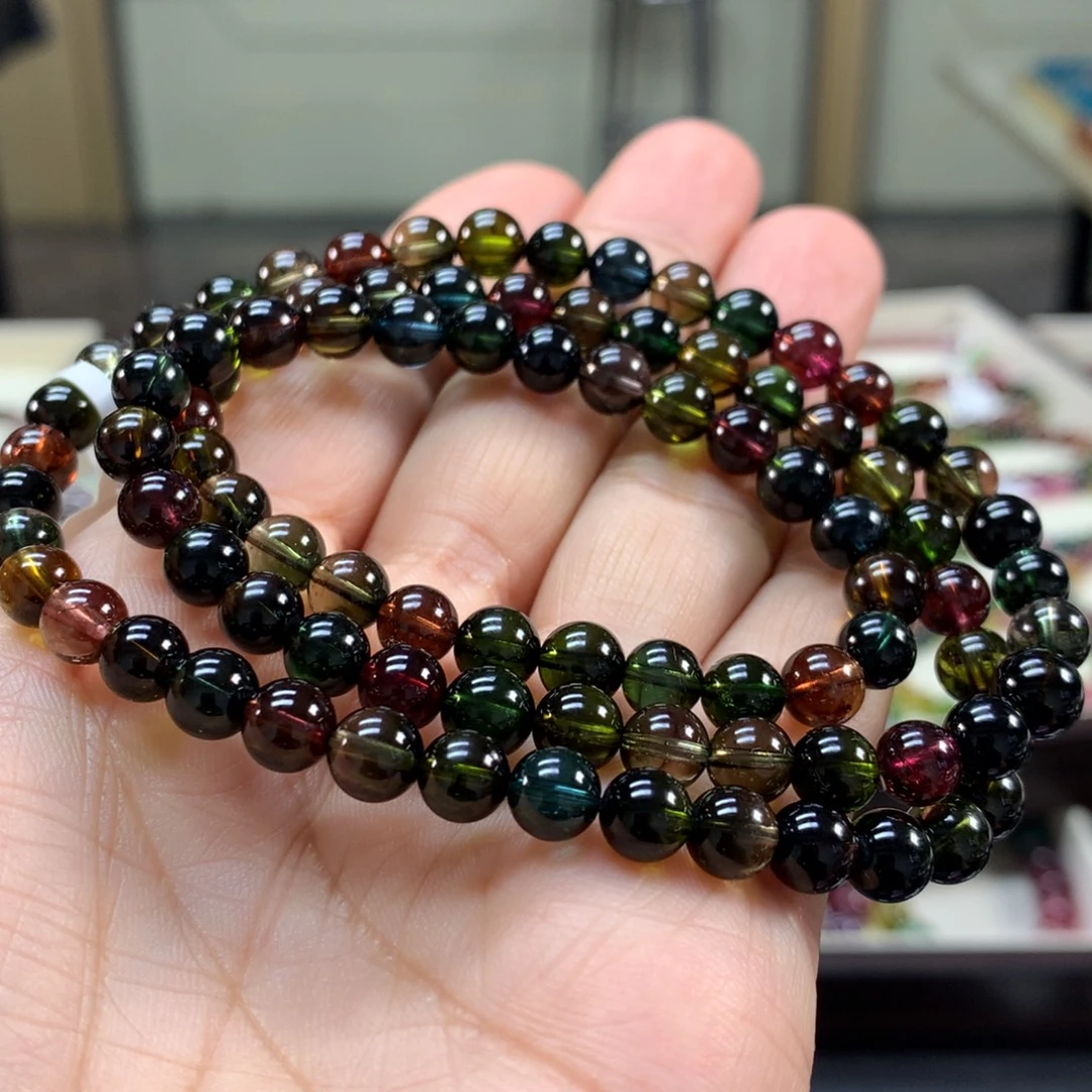 碧玺未镶嵌手链6:6左右