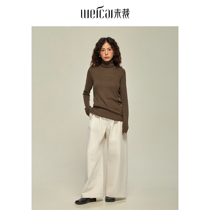 未裁WEICAI152小个子气质百搭修身针织T恤2025春季新款高领打底衫
