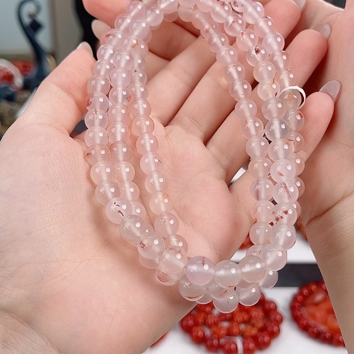 南红玛瑙未镶嵌冰飘冰底飘花8mm多圈