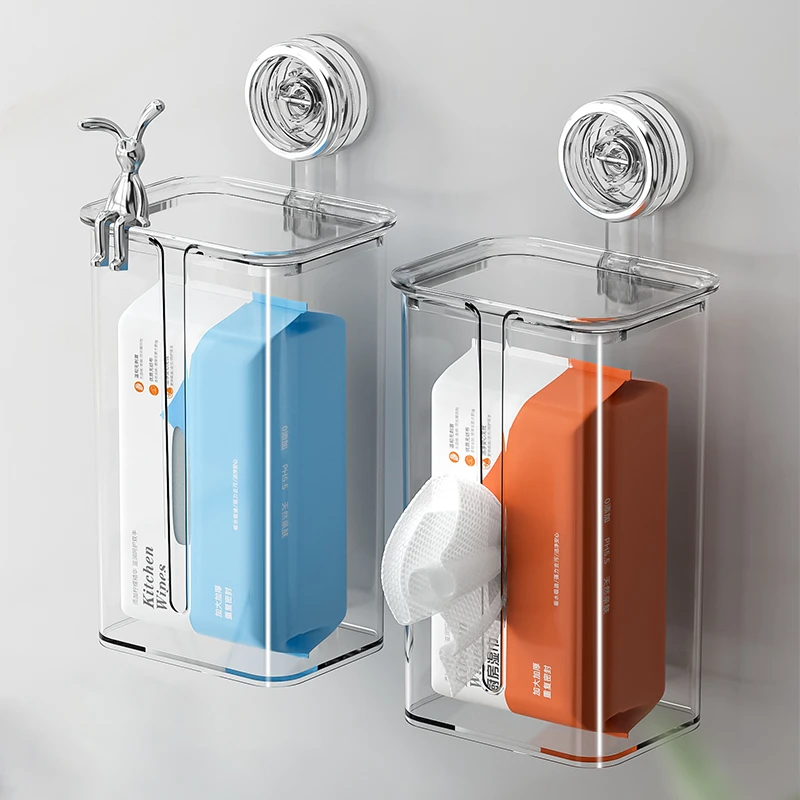 吸盘纸巾盒卫生间抽纸盒厕所手纸盒置物架壁挂式轻奢洗脸巾收纳盒