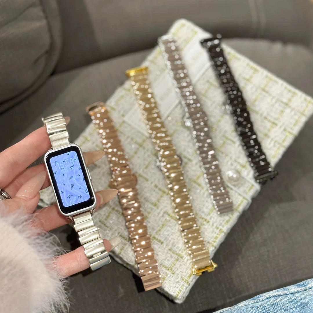 适用华为手环10表带98智能运动nfc金属不规则华为fit3折叠扣新款