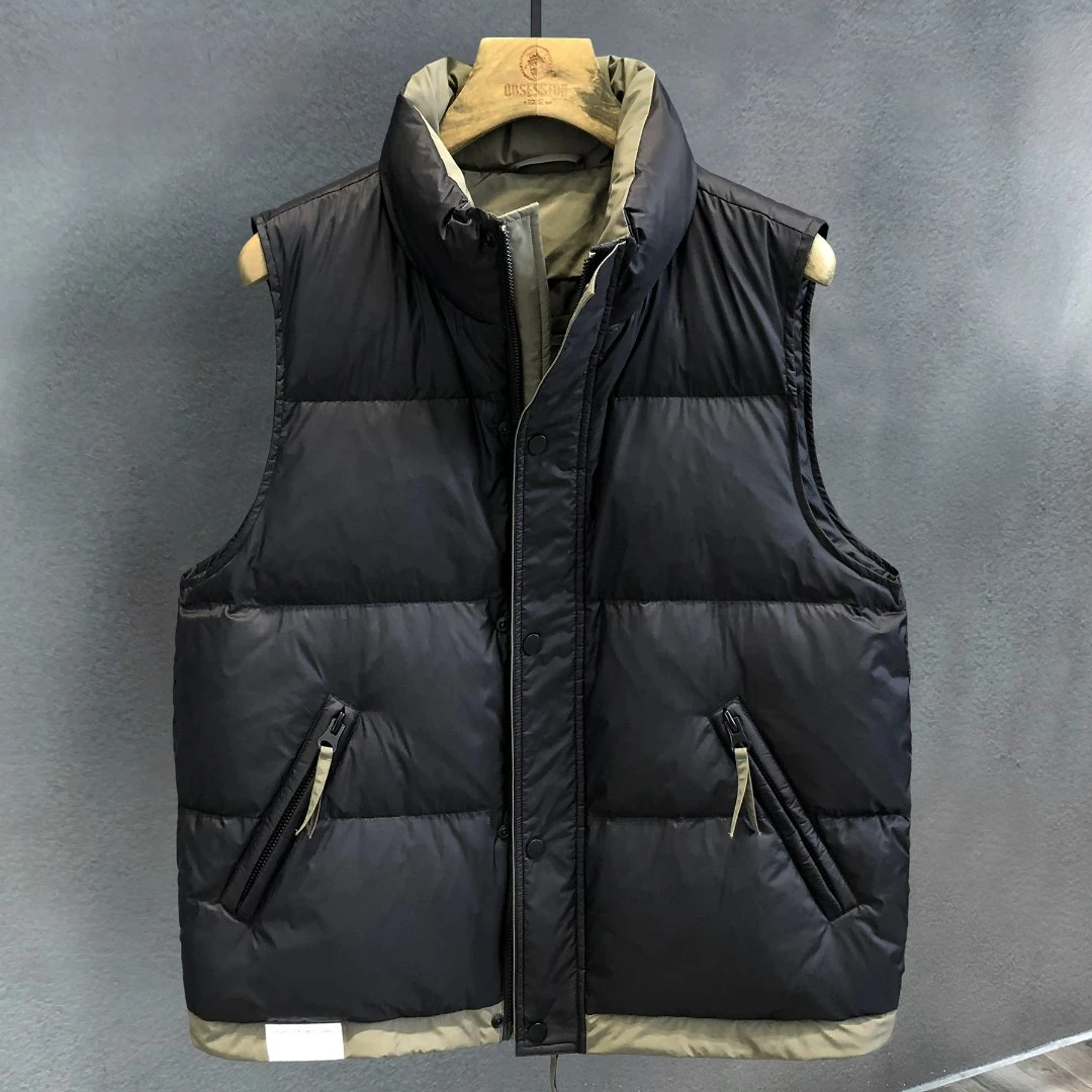 蓬松白鸭绒潮牌羽绒马甲男士外穿冬季简约保暖背心休闲潮流男装