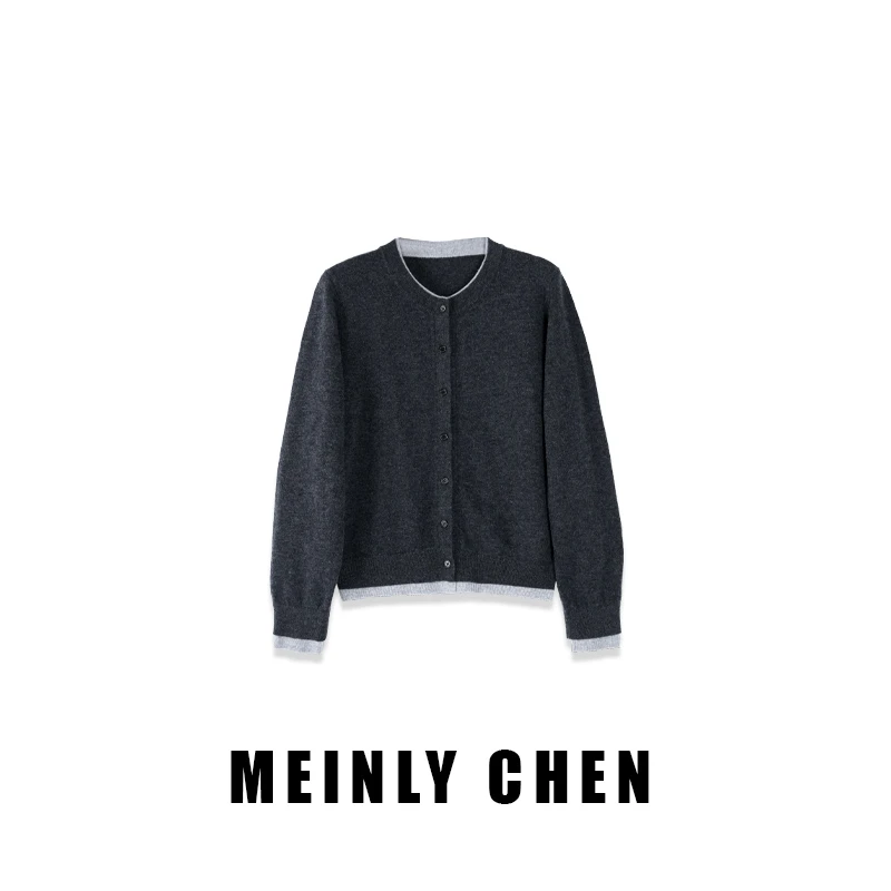 【MEINLY  CHEN】高端设计师款时尚百搭假两件圆领毛针织衫25395