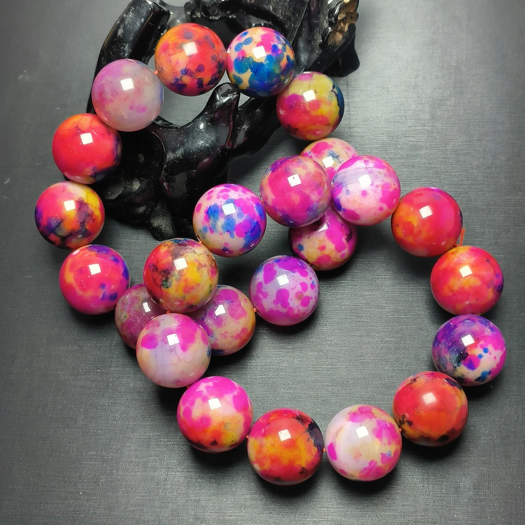 S6639（玉姐珠宝）金棕红蜜玛瑙多彩大手串-多样性只发一件