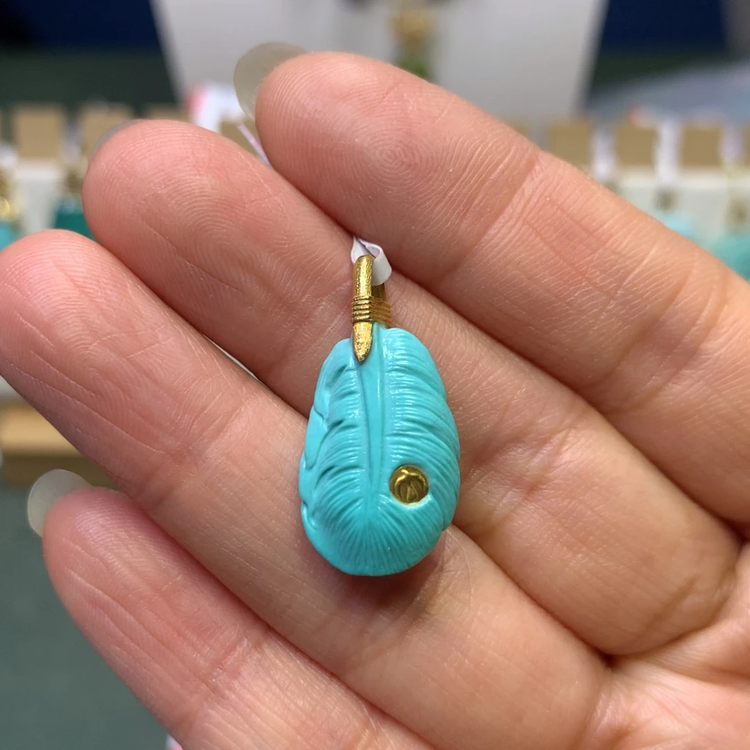 绿松石挂件18K金镶嵌