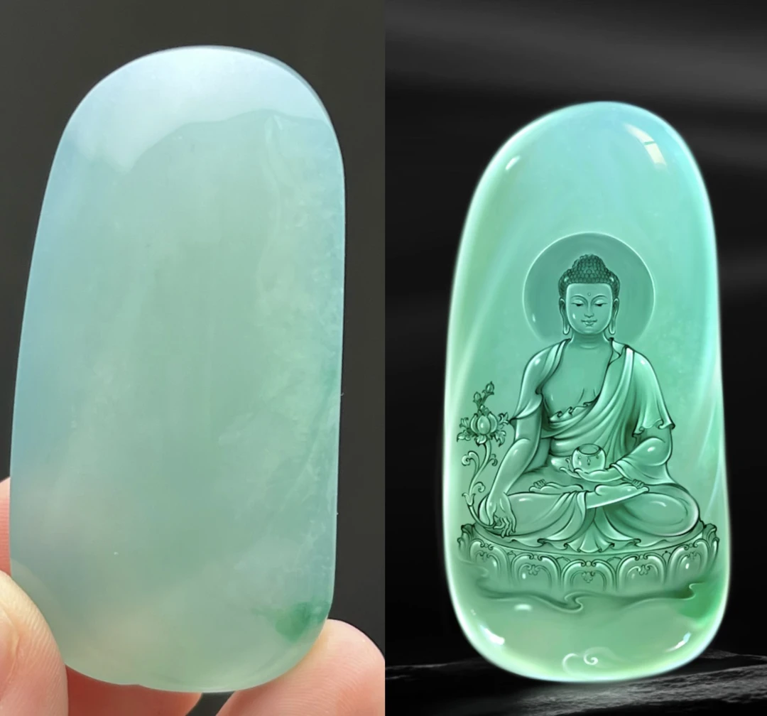 缅甸天然A货翡翠 天空蓝 定制