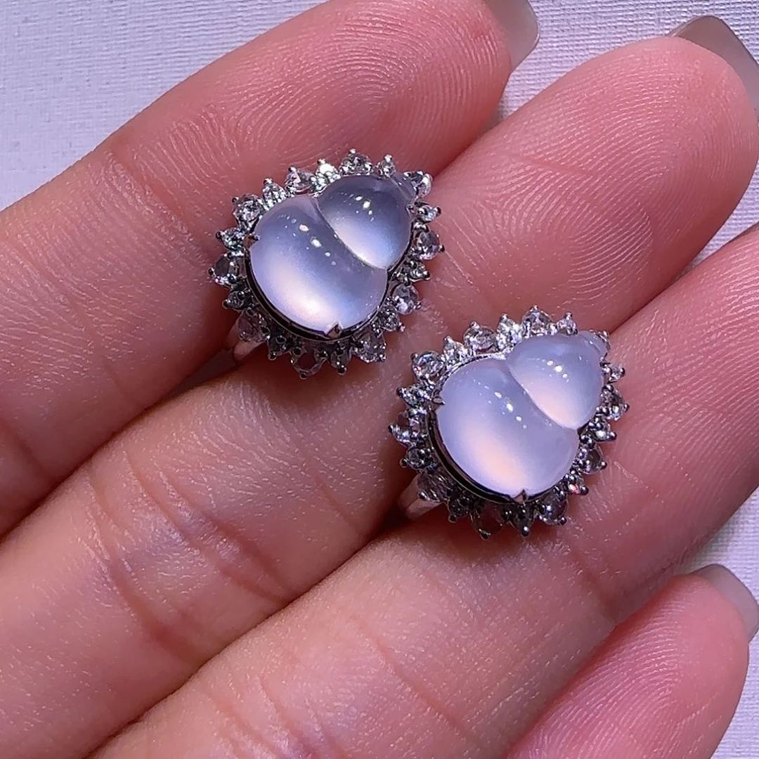 翡翠耳环18K金镶嵌我****朗葫芦